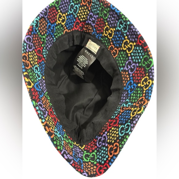 Gucci Multicolor GG Monogram Bucket Hat Rainbow Stars Made in Italy - Picture 2 of 11